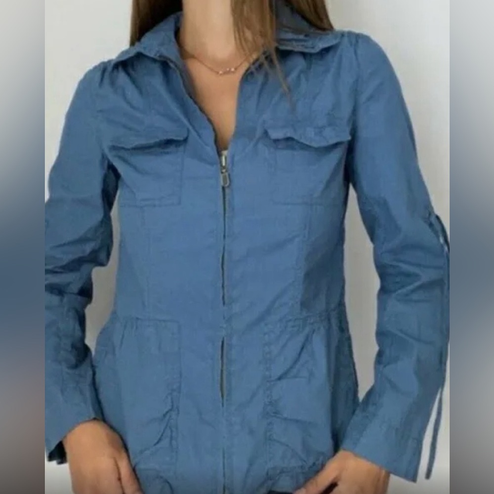 CAbi Coastal Grandma Cargo Utility Jacket Large Lightweight #393 Cornflower Blue